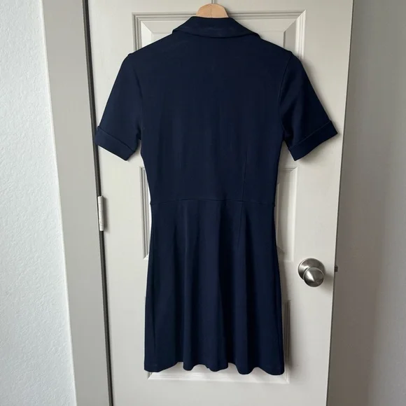 New York & Company Navy Blue Gold Button Snap Font Collared Mini Dress Size XS - Picture 6 of 6